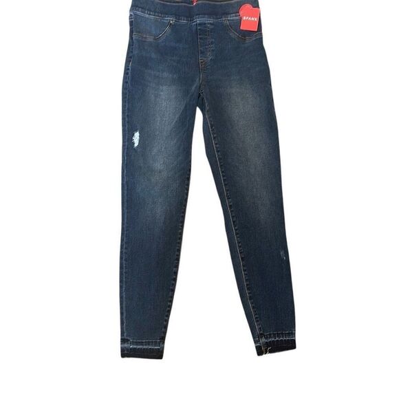 Spanx Distressed Jean Denim Legging Skinny Pullon Casual Jeans M - Picture 1 of 9